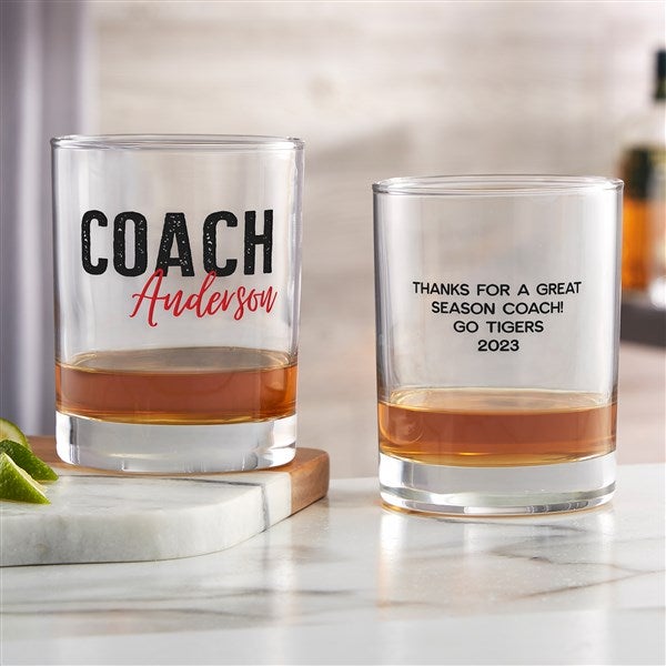 Thanks Coach Personalized 14 oz. Whiskey Glass  - 40850