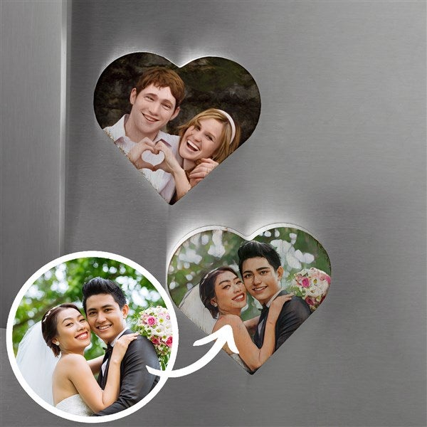 Cartoon Yourself Photo Wooden Heart Fridge Magnet  - 40925