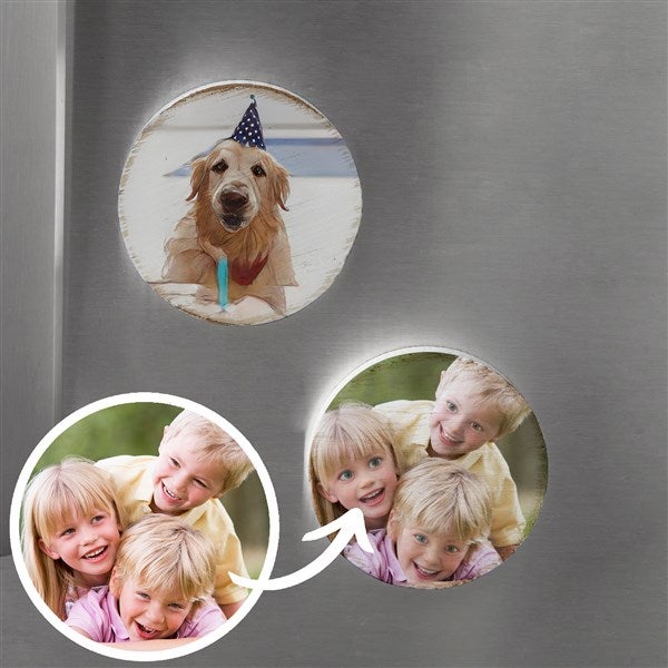 Cartoon Yourself Personalized Photo Wooden Round Fridge Magnet  - 40926