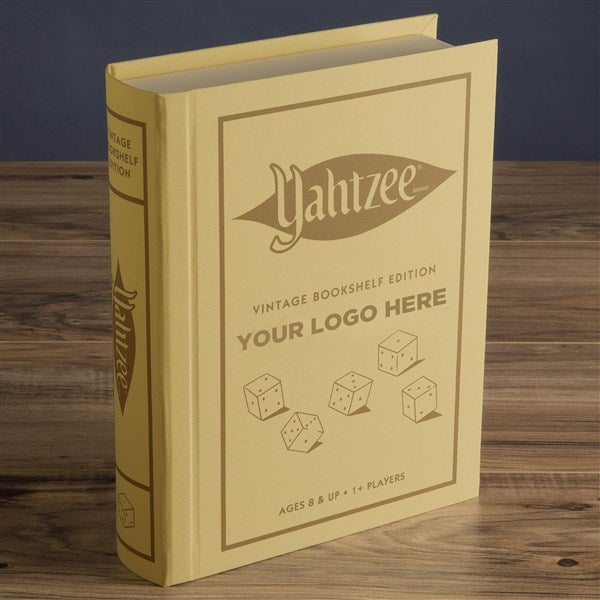 Personalized Logo Yahtzee® Personalized Vintage Bookshelf Edition Board Game  - 40958