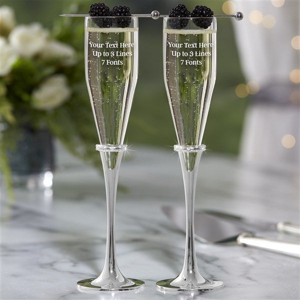 Engraved Message Wedding Champagne Flute Set - Lenox Devotion - 40961