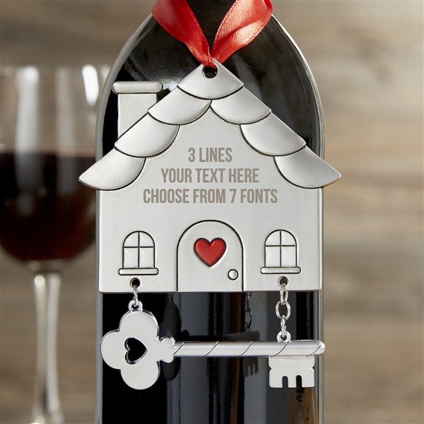 Engraved Message House Ornament Wine Tag  - 40967