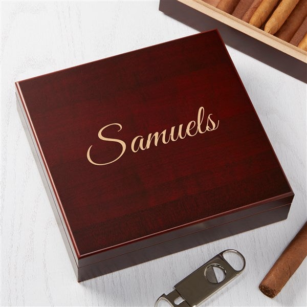 Classic Engraved Cherry Wood Cigar Humidor 20 Count  - 40971