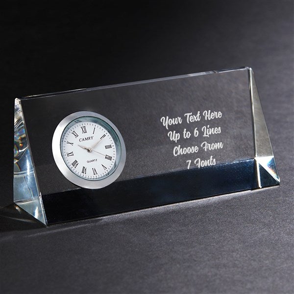 Engraved Message Crystal Desk Clock - 40988