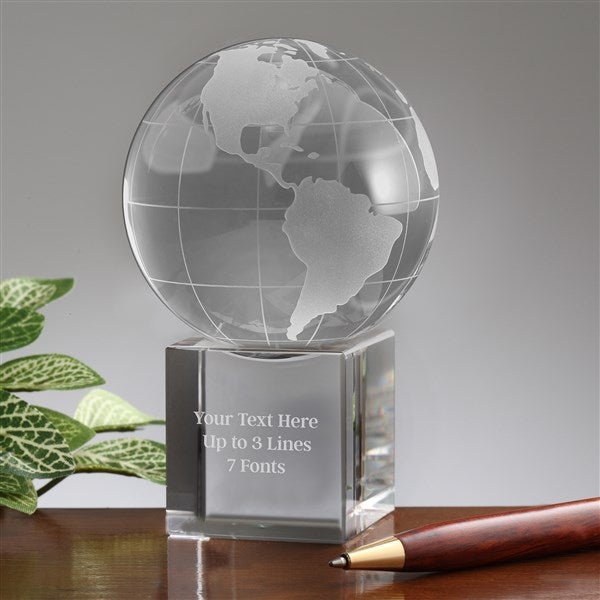 Engraved Message Personalized Glass World Globe - 40991