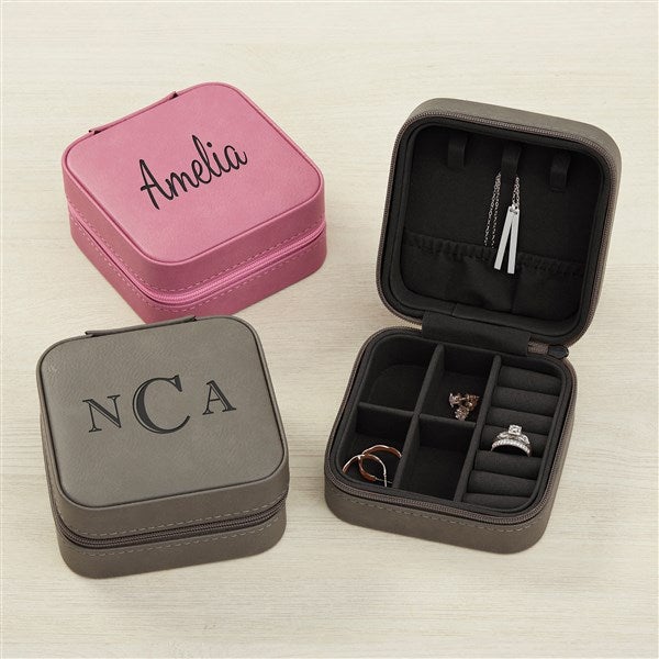 Leatherette Case Personalized Leatherette Jewelry Case - Classic Celebrations - Pink