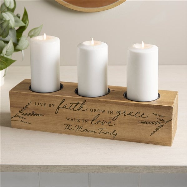 Live By Faith Personalized Wood Candle Holder  - 41031