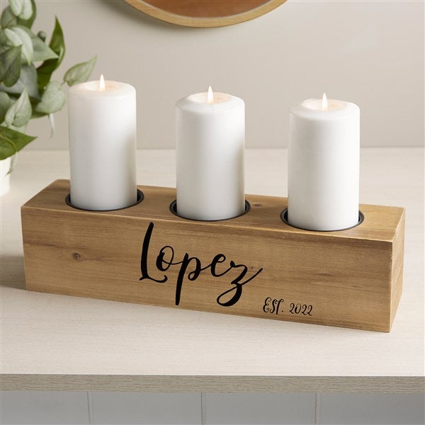 Rustic Name Personalized Wood Candle Holder  - 41036