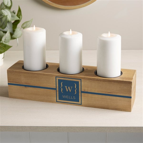 Classy Monogram Personalized Wood Candle Holder  - 41037