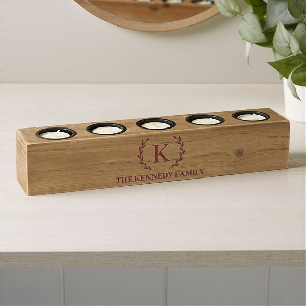 Laurel Initial Personalized Wood Candle Holder  - 41038
