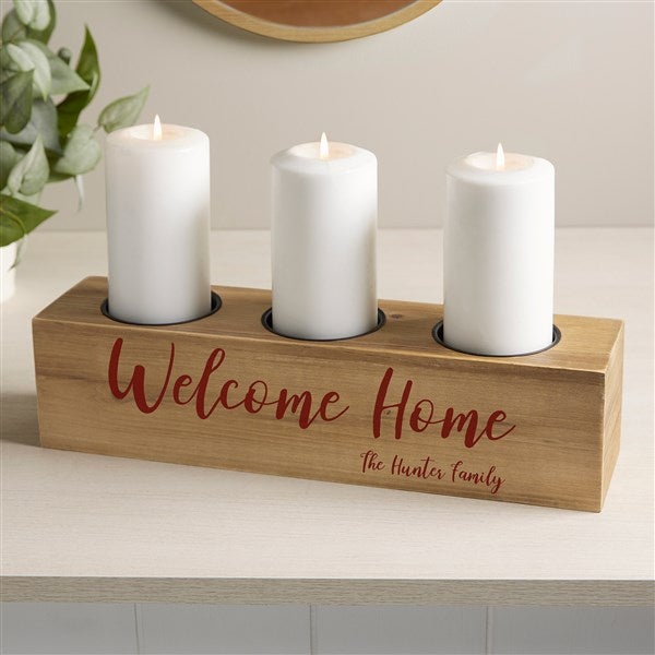 Rustic Home Expressions Personalized Wood Candle Holder  - 41040