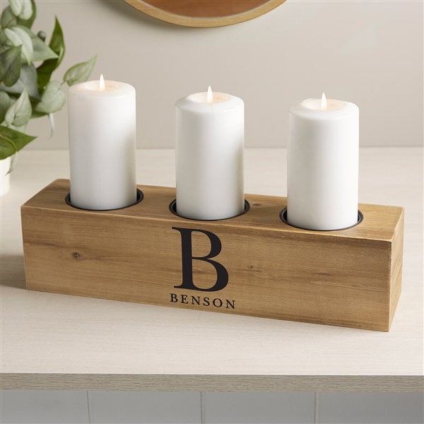 Chic Monogram Personalized Wood Candle Holder  - 41042
