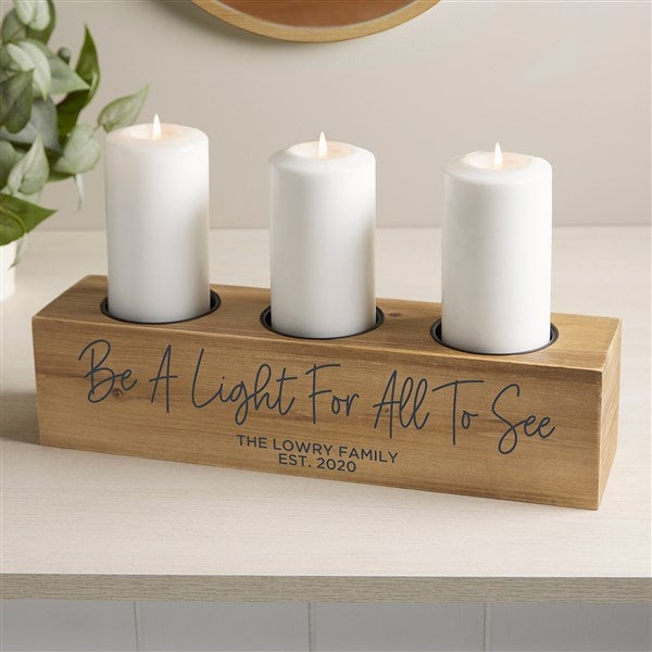 Personalized Wood Candle Holder - Family Name - 41053