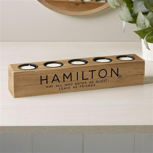 Personalized Wood Candle Holder - Family Name - 41053