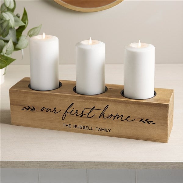 Personalized Wood Candle Holder - Our First Home - 41055