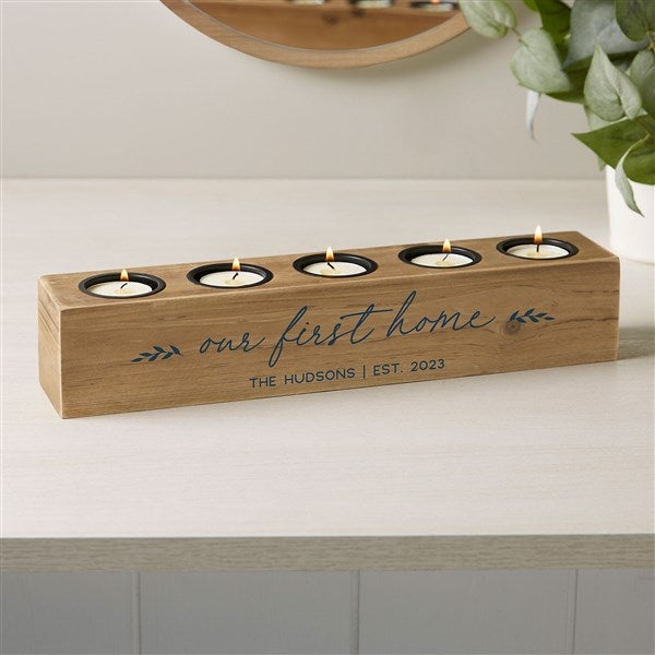 Personalized Wood Candle Holder - Our First Home - 41055