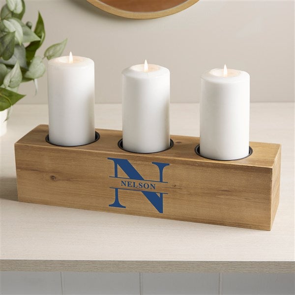 Lavish Last Name Personalized Wood Candle Holder  - 41056