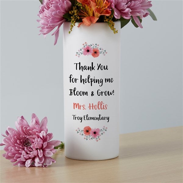 Personalized White Flower Vase - Thank You For Helping Me Bloom - 41069