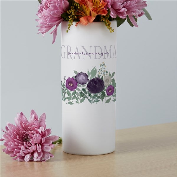 Personalized White Flower Vase - Floral Love For Grandma - 41088