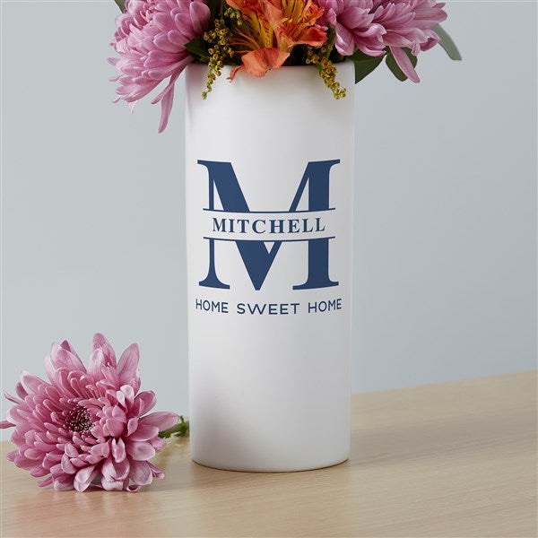 Personalized White Flower Vase - Lavish Last Name - 41106