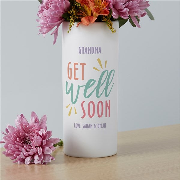 Personalized White Flower Vase Get Well