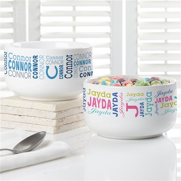 Trendy Repeating Name Personalized 14 oz. Snack Bowl - 41133