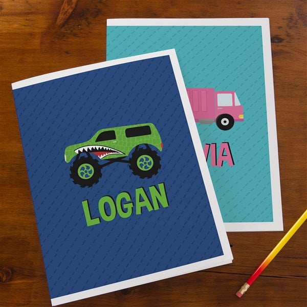 Construction & Monster Trucks Personalized Folders - Set of 2  - 41164