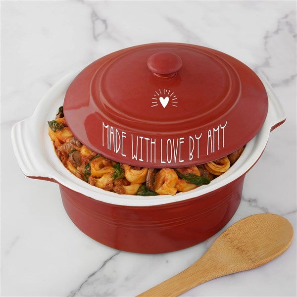 Made With Love Classic Personalized Round Casserole Dish With Lid  - 41166