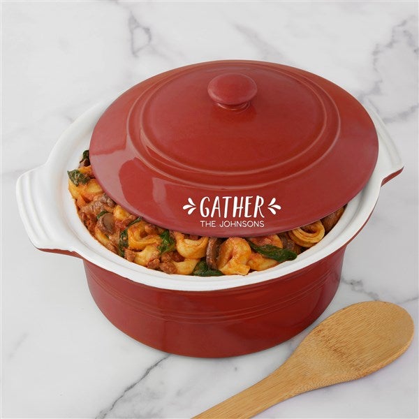 Gather & Gobble Personalized Round Casserole With Lid  - 41169