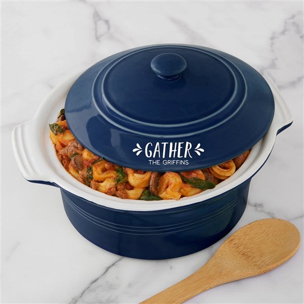 Gather & Gobble Personalized Round Casserole With Lid  - 41169