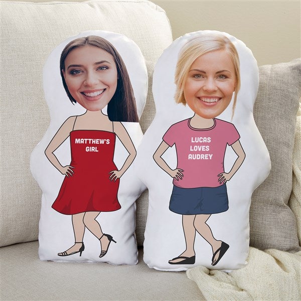 Girlfriend Personalized Photo Character Throw Pillow