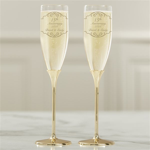 Anniversary Toast Personalized Gold Flute Set  - 41205