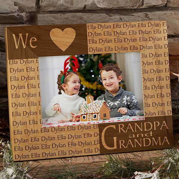 Personalized Wood Picture Frame - Loving Hearts Design - 4123