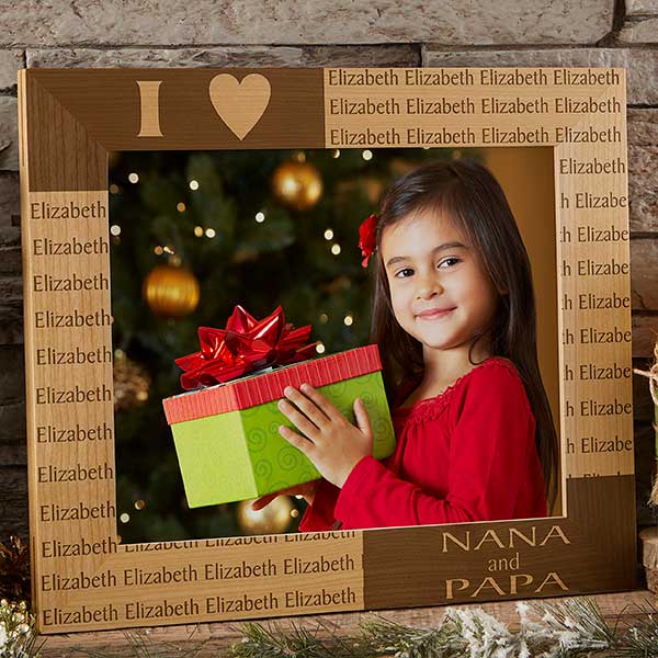 Personalized Wood Picture Frame - Loving Hearts Design - 4123