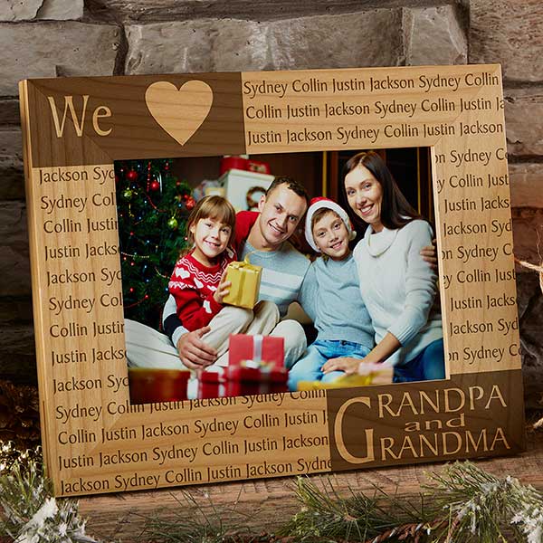 Personalized Wood Picture Frame - Loving Hearts Design - 4123