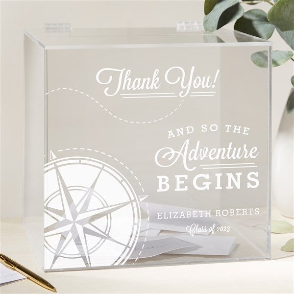 Personalized Acrylic Card Box - Graduation Compass - 41239