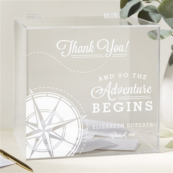 Personalized Acrylic Card Box - Graduation Compass - 41239