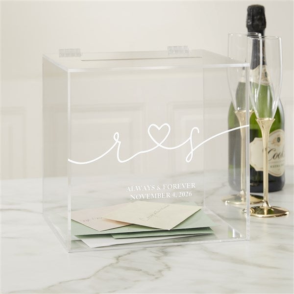 Initial Card Box Drawn Together By Love Personalized Acrylic Card Box