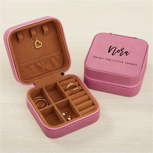 Personalized Leatherette Jewelry Case - Scripty Style - 41257