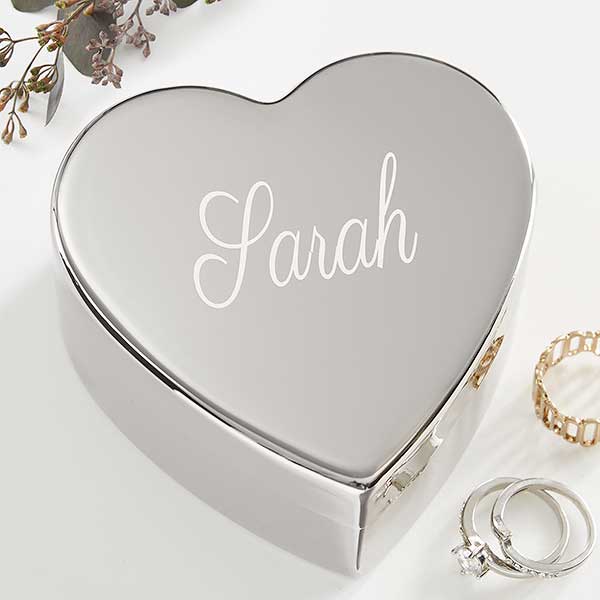 Personalized Silver Heart Keepsake Box - Classic Celebrations - 41261