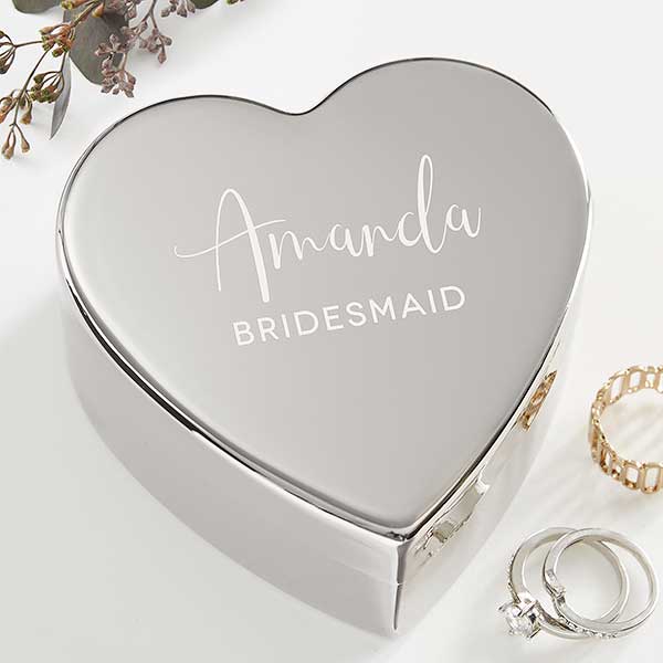 Bridesmaids Personalized Silver Heart Keepsake Box  - 41263