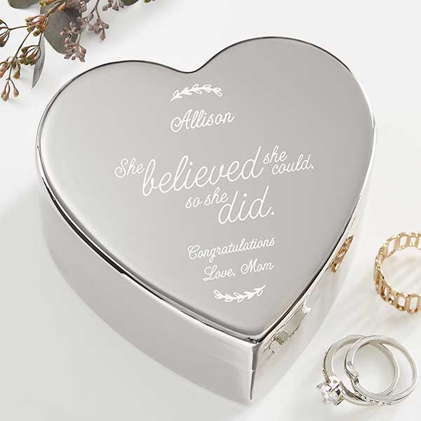Personalized Silver Heart Keepsake Box - Inspiration For Her - 41265