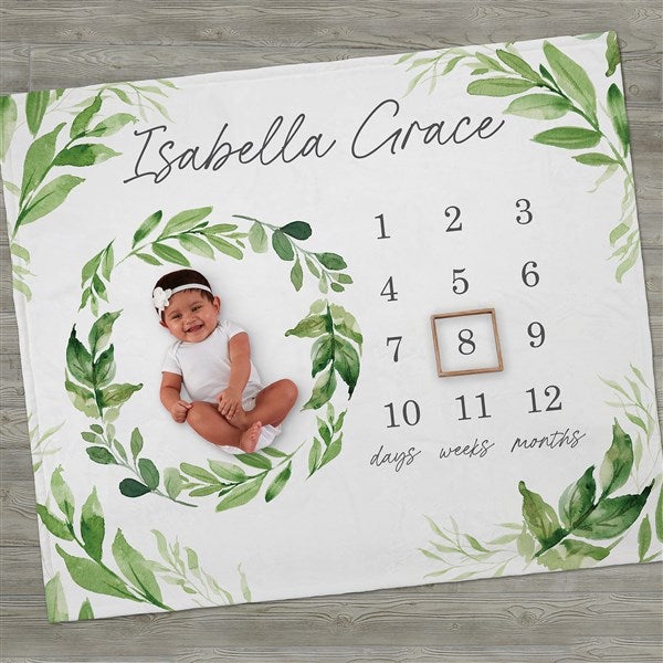 Botanical Baby Personalized Baby Milestone Blanket  - 41272