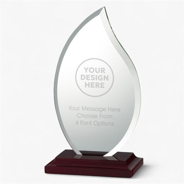 Personalized Logo Mahogany Finish and Glass Flame Award  - 41282