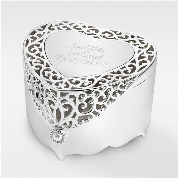 Engraved Engagement Scroll Heart Keepsake Box - 41284