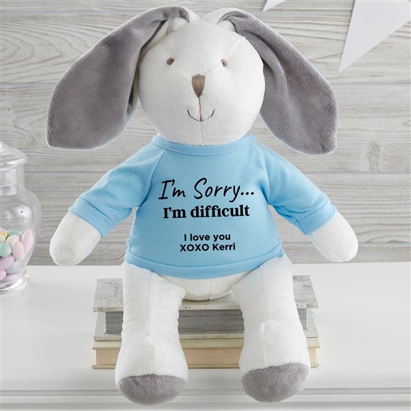 I&#39;m Sorry… Personalized White/Grey Plush Bunny - 41379