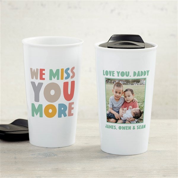 I Miss You Personalized 12 oz. Double-Wall Ceramic Travel Mug  - 41393