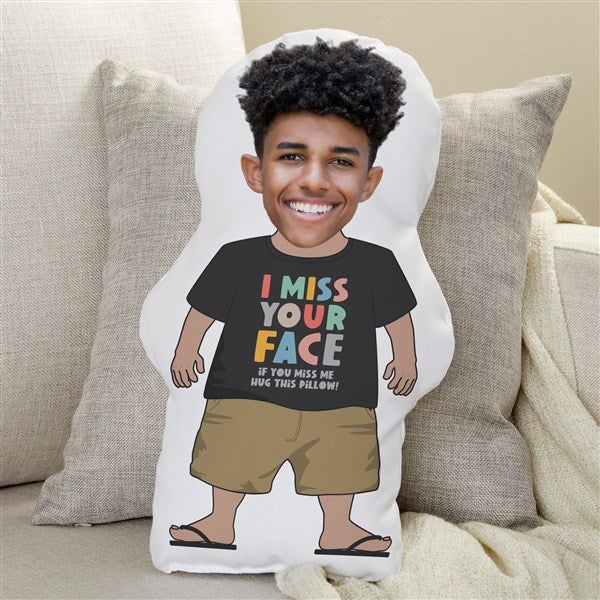 I Miss You Personalized Photo Character Throw Pillow - Boy  - 41412