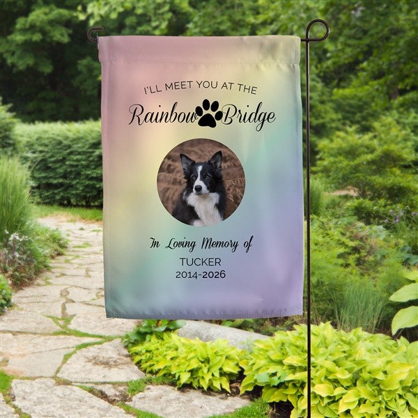 Rainbow Bridge Pet Memorial Personalized Photo Garden Flag  - 41426