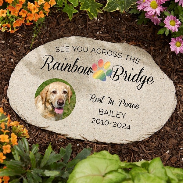Rainbow Bridge Pet Memorial Personalized Flat Garden Stone